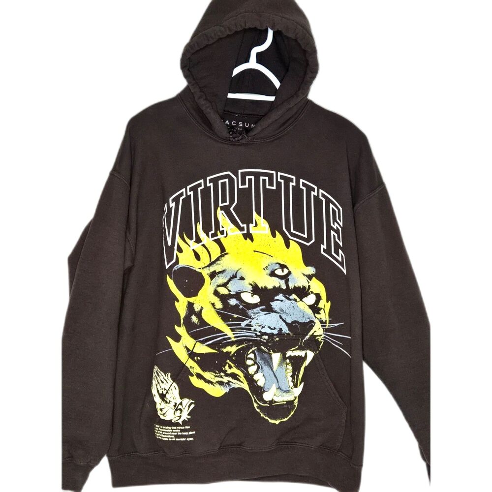 PacSun Virtue Tiger Panther Graphic Hoodie | Men's Size L | Brown